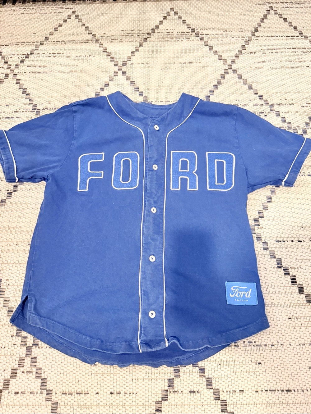 PacSun Blue Ford Baseball-Style Short Sleeve Jersey